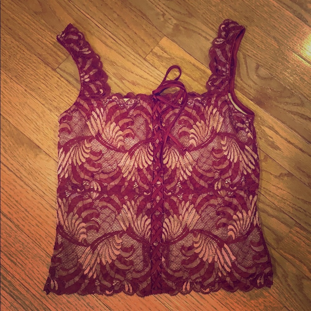 Red Laced Tank Top